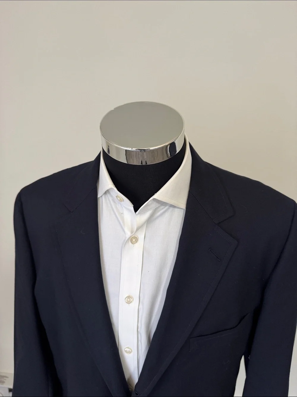 VINTAGE Brooks Brothers mens 43L navy blue solid gold button blazer jacket EUC